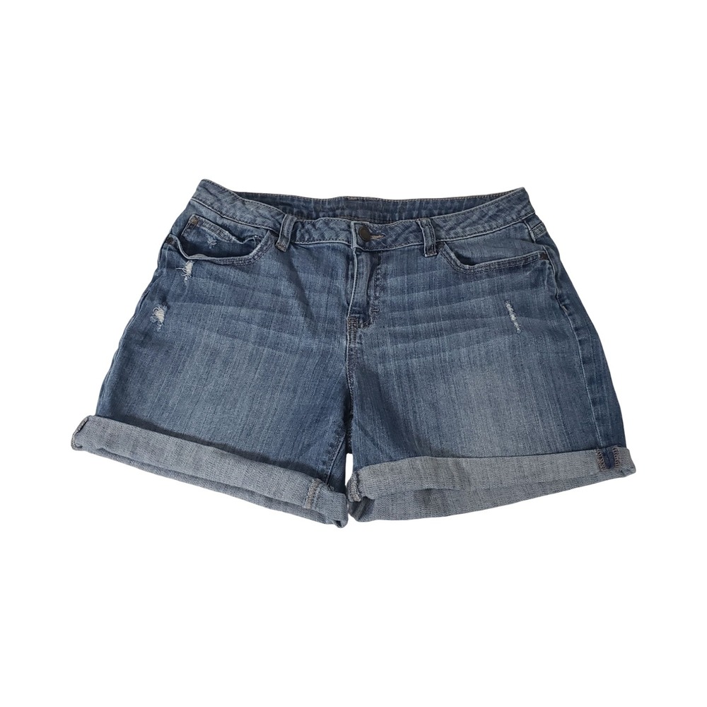 Jennifer Lopez Womens Size 10 Medium Wash Distressed Cuffed Denim Shorts